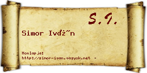 Simor Iván névjegykártya